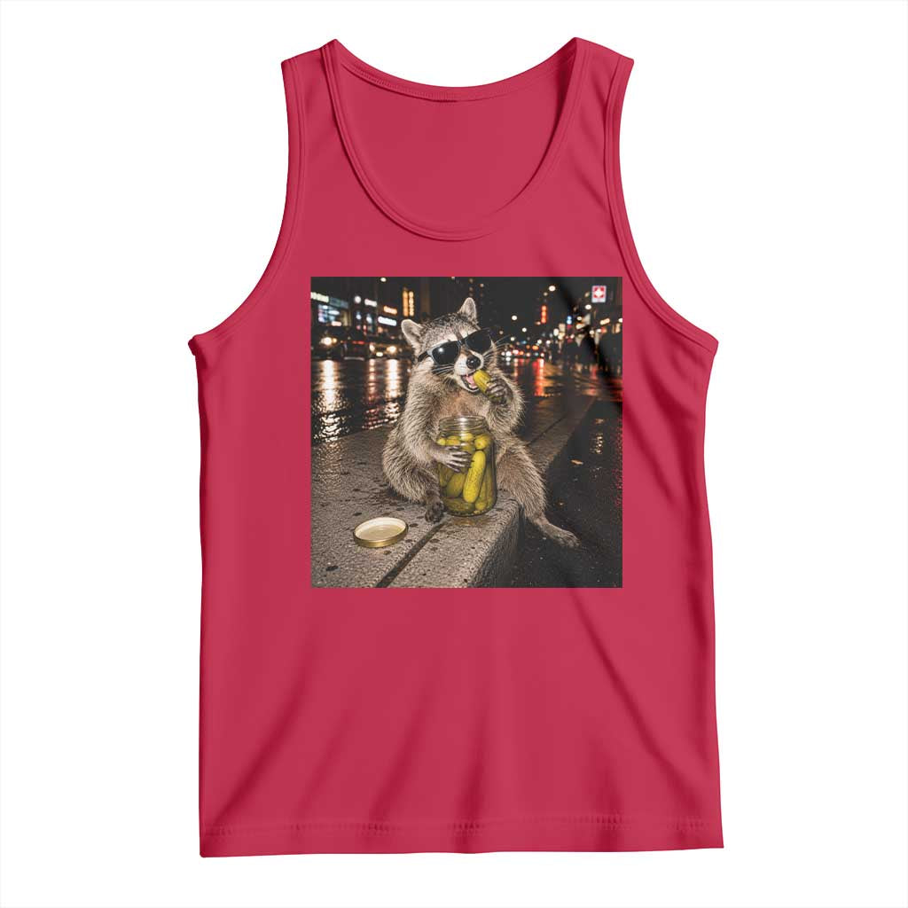 Funny Raccoon Eating Pickles Meme Tank Top