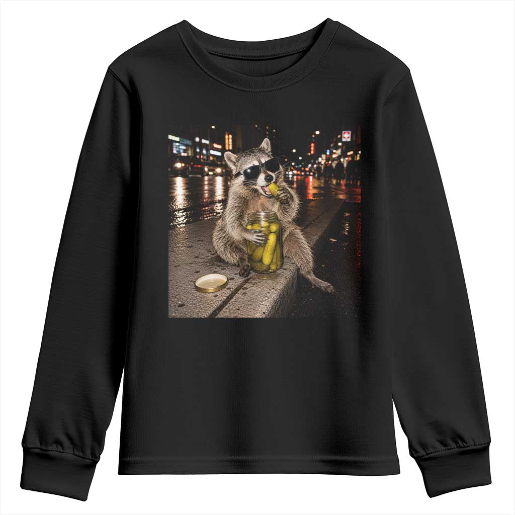 Funny Raccoon Eating Pickles Meme Youth Sweatshirt