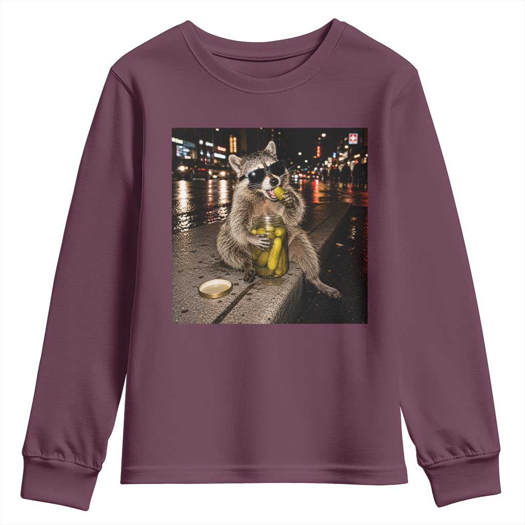 Funny Raccoon Eating Pickles Meme Youth Sweatshirt