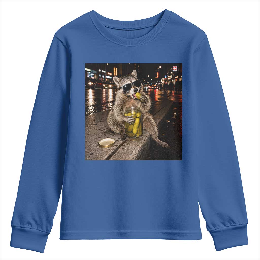 Funny Raccoon Eating Pickles Meme Youth Sweatshirt
