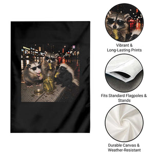 Funny Raccoon Skunk Possum Eating Pickles Garden Flag Support Local Street Cats Retro Animal Meme