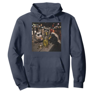 Funny Raccoon Skunk Possum Eating Pickles Hoodie Support Local Street Cats Retro Animal Meme