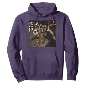 Funny Raccoon Skunk Possum Eating Pickles Hoodie Support Local Street Cats Retro Animal Meme