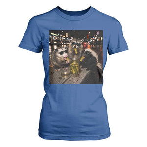 Funny Raccoon Skunk Possum Eating Pickles T Shirt For Women Support Local Street Cats Retro Animal Meme