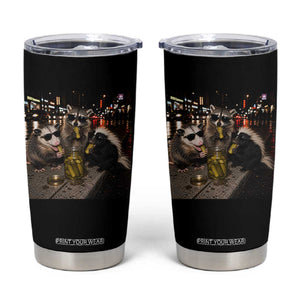 Funny Raccoon Skunk Possum Eating Pickles Tumbler Cup Support Local Street Cats Retro Animal Meme TS10 Black Print Your Wear