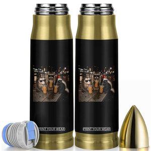 Funny Raccoon Skunk Possum Drinking Iced Coffee Bullet Tumbler Support Local Street Cats Retro Animal Meme TS10 Black Print Your Wear