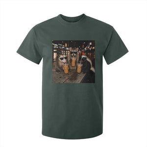 Funny Raccoon Skunk Possum Drinking Iced Coffee T Shirt For Kid Support Local Street Cats Retro Animal Meme