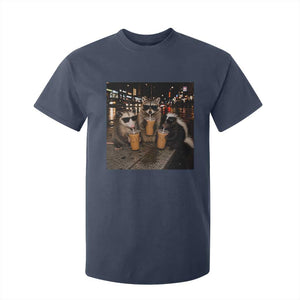 Funny Raccoon Skunk Possum Drinking Iced Coffee T Shirt For Kid Support Local Street Cats Retro Animal Meme