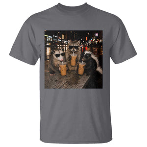Funny Raccoon Skunk Possum Drinking Iced Coffee T Shirt Support Local Street Cats Retro Animal Meme