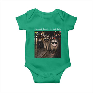 Support Local Street Cats Baby Onesie Funny Raccoon Skunk Possum Animal Meme