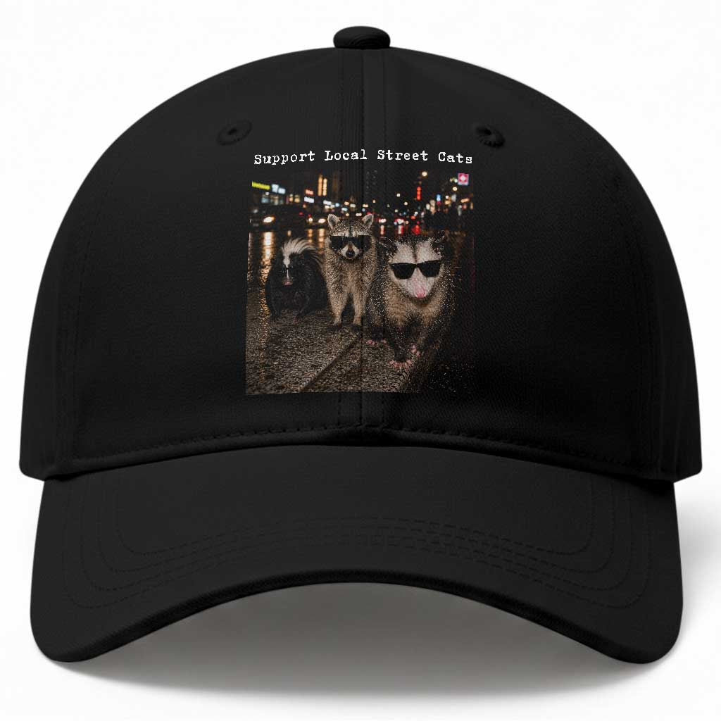 Support Local Street Cats Baseball Cap Funny Raccoon Skunk Possum Animal Meme TS10 Print Your Wear