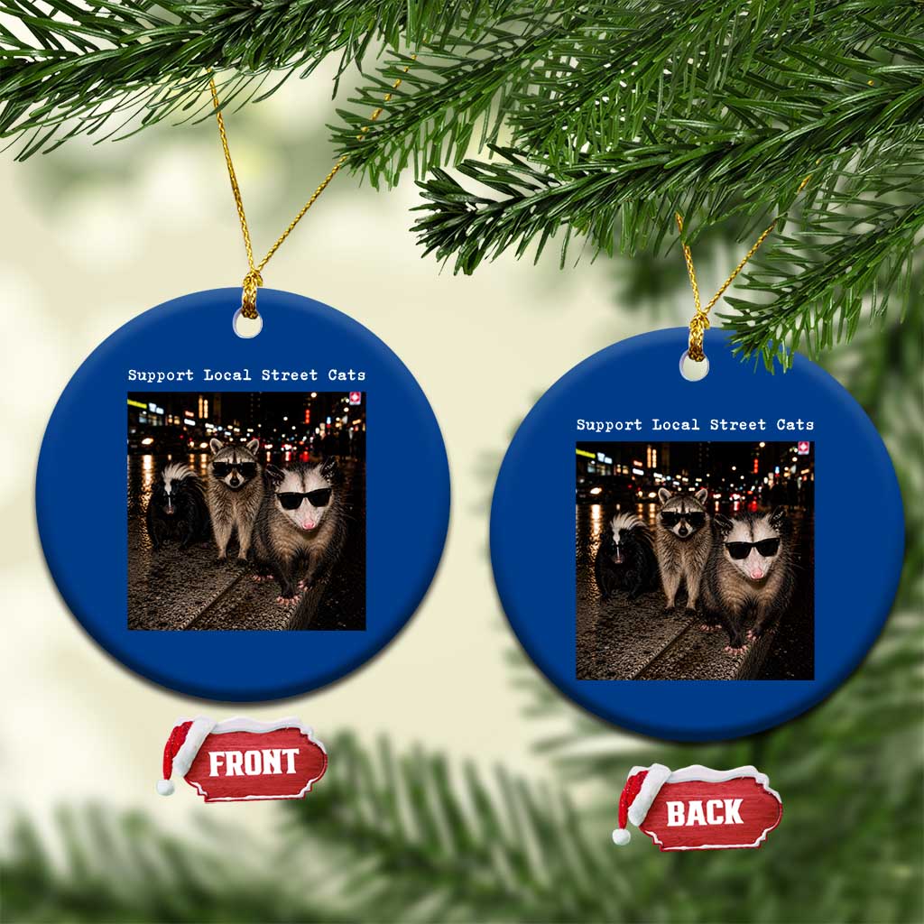 Support Local Street Cats Ceramic Ornament Funny Raccoon Skunk Possum Animal Meme TS10 1pc Blue Print Your Wear