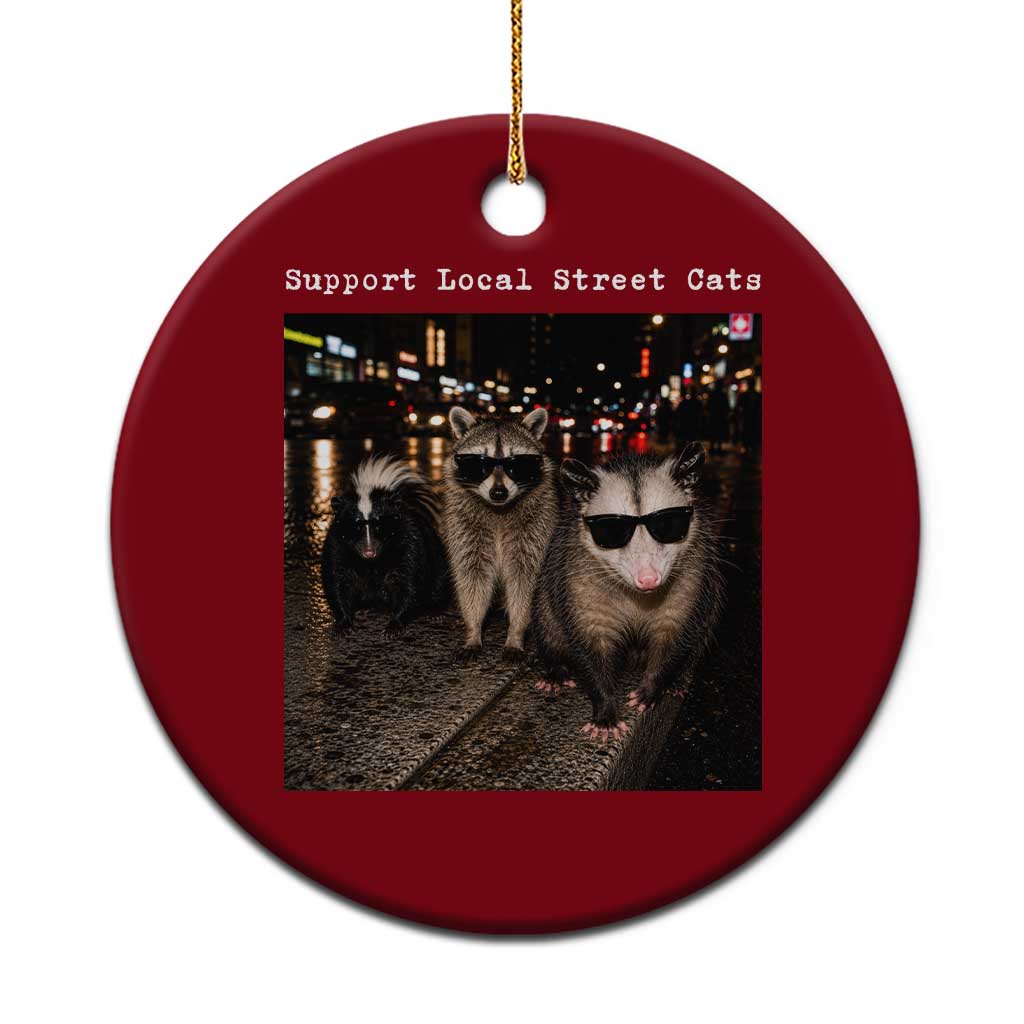 Support Local Street Cats Ceramic Ornament Funny Raccoon Skunk Possum Animal Meme TS10 1pc Red Print Your Wear