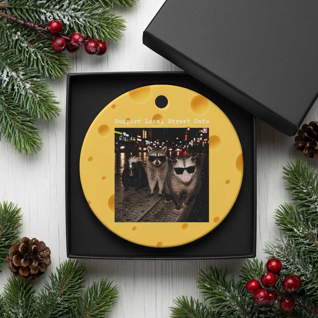 Support Local Street Cats Ceramic Ornament Funny Raccoon Skunk Possum Animal Meme TS10 1pc Yellow Cheese Print Your Wear