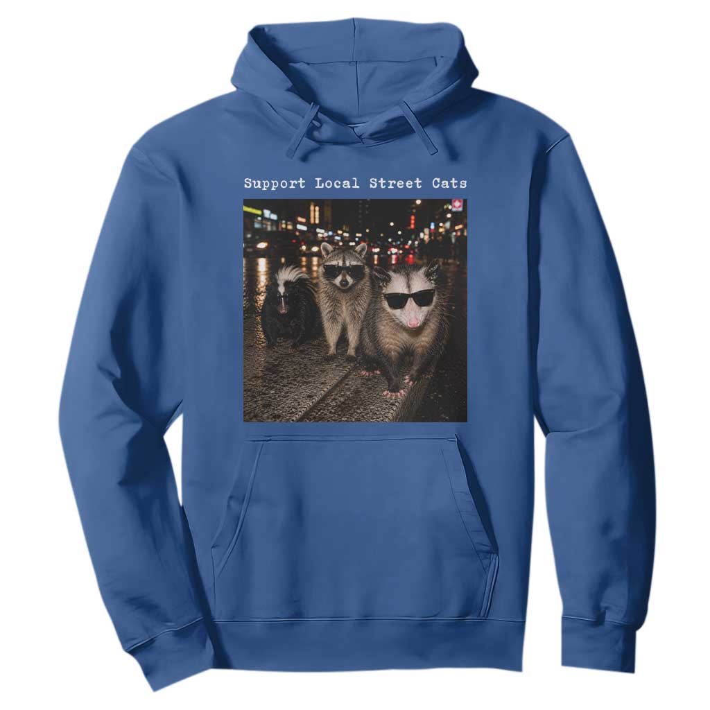 Support Local Street Cats Hoodie Funny Raccoon Skunk Possum Animal Meme