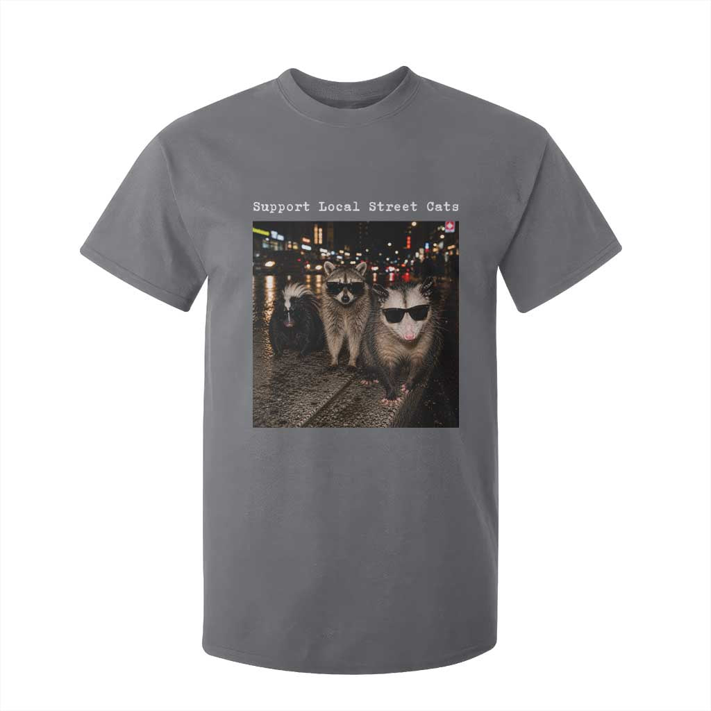 Support Local Street Cats T Shirt For Kid Funny Raccoon Skunk Possum Animal Meme