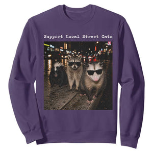 Support Local Street Cats Sweatshirt Funny Raccoon Skunk Possum Animal Meme