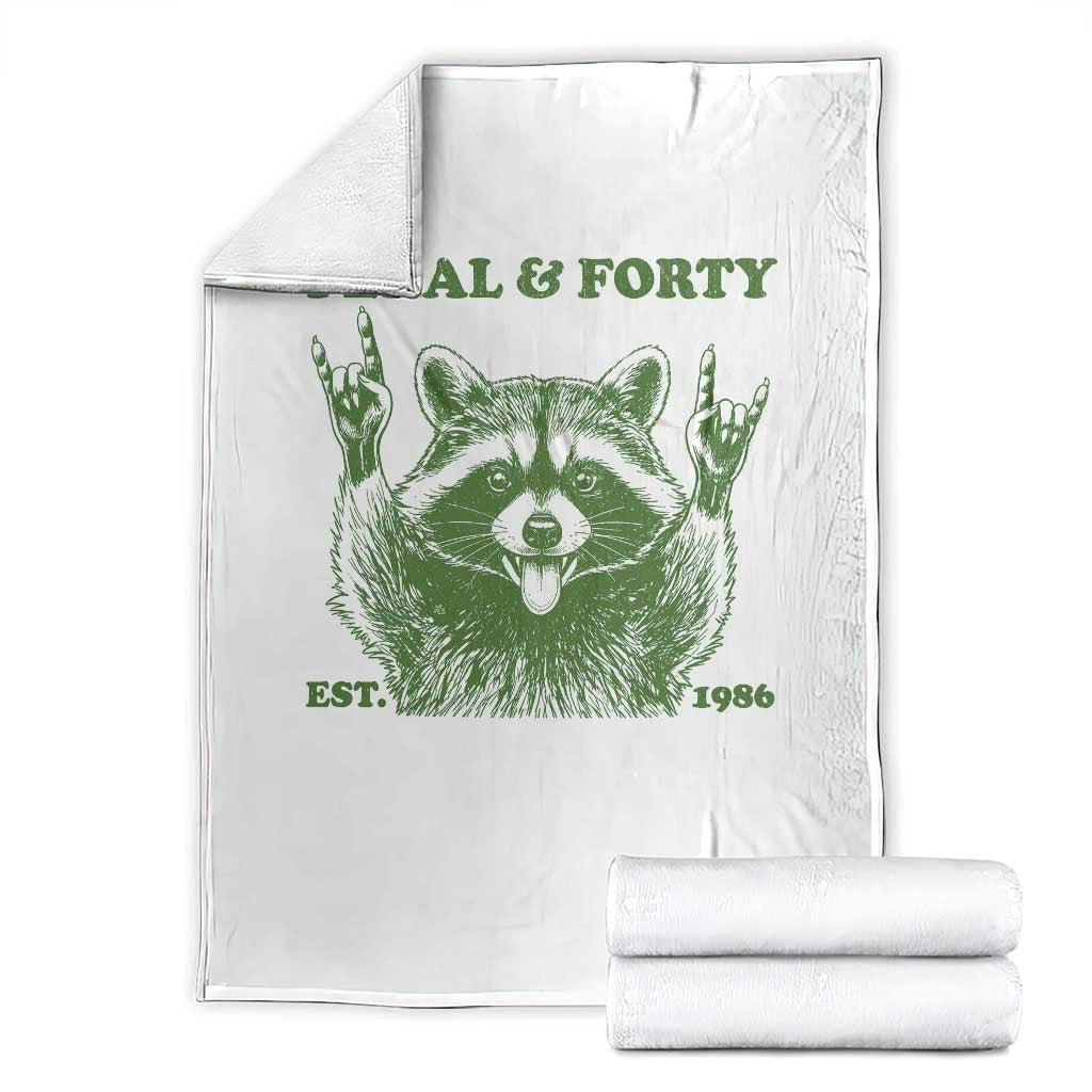 Raccoon 40th Birthday Throw Blanket Funny Feral And Forty Vintage 1986 40 Year Old Gift