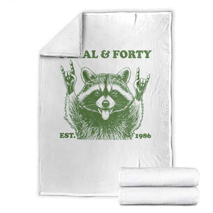 Raccoon 40th Birthday Throw Blanket Funny Feral And Forty Vintage 1986 40 Year Old Gift