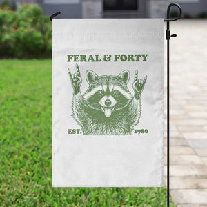 Raccoon 40th Birthday Garden Flag Funny Feral And Forty Vintage 1986 40 Year Old Gift