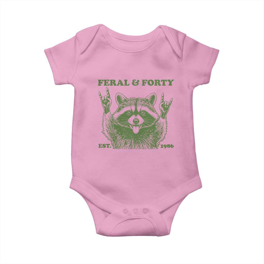 Raccoon 40th Birthday Baby Onesie Funny Feral And Forty Vintage 1986 40 Year Old Gift