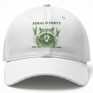 Raccoon 40th Birthday Baseball Cap Funny Feral And Forty Vintage 1986 40 Year Old Gift