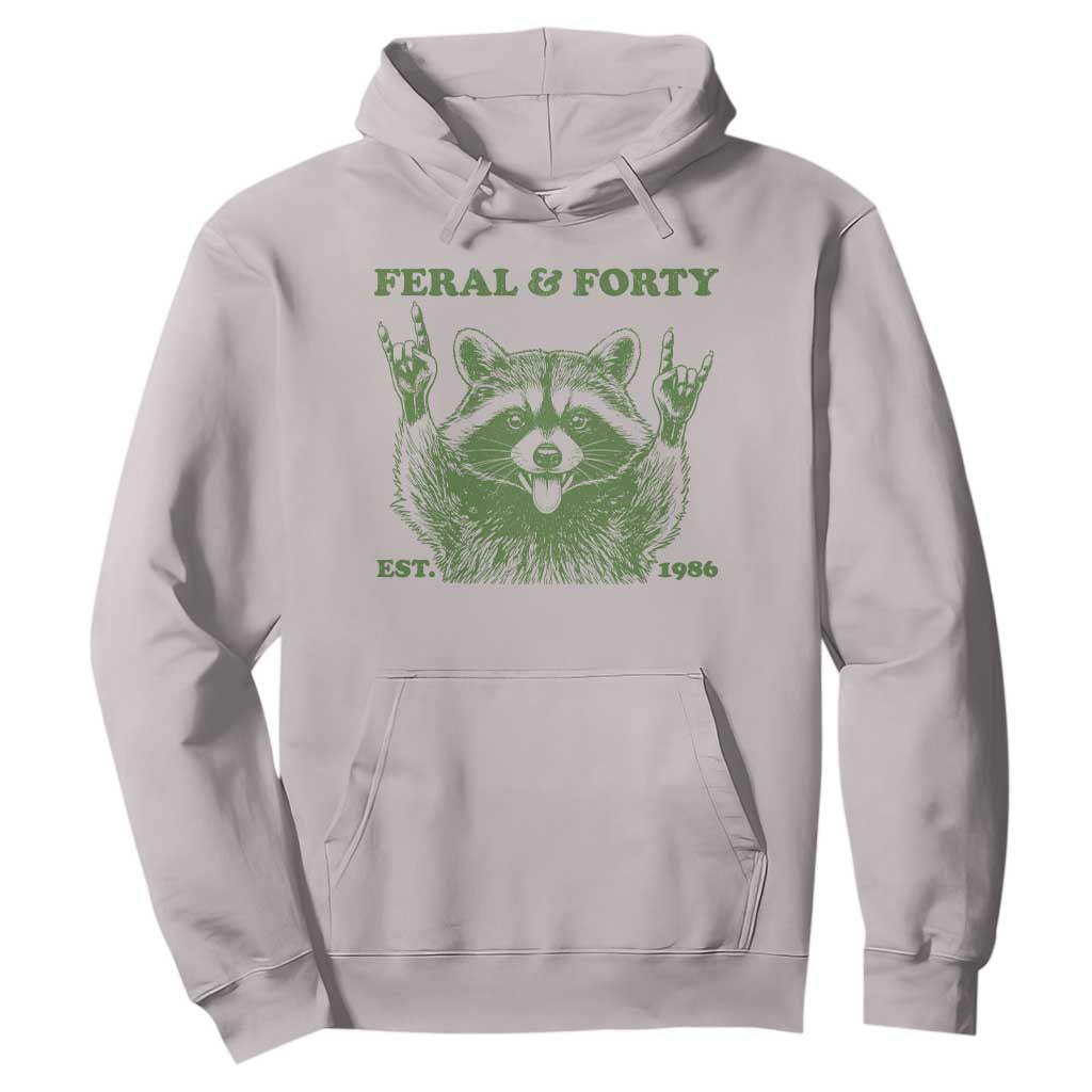Raccoon 40th Birthday Hoodie Funny Feral And Forty Vintage 1986 40 Year Old Gift