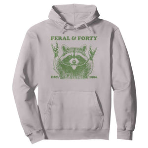 Raccoon 40th Birthday Hoodie Funny Feral And Forty Vintage 1986 40 Year Old Gift