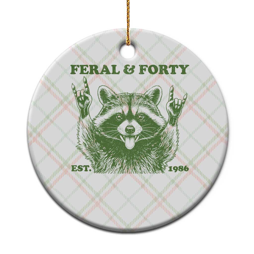 Raccoon 40th Birthday Ceramic Ornament Funny Feral And Forty Vintage 1986 40 Year Old Gift