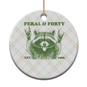 Raccoon 40th Birthday Ceramic Ornament Funny Feral And Forty Vintage 1986 40 Year Old Gift