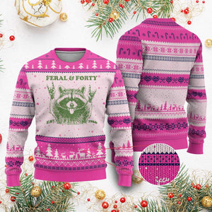 Raccoon 40th Birthday Ugly Christmas Sweater Funny Feral And Forty Vintage 1986 40 Year Old Gift