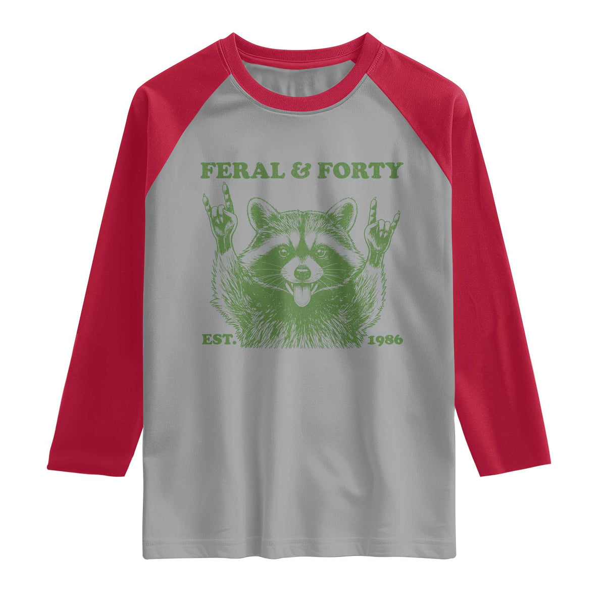 Raccoon 40th Birthday Raglan Shirt Funny Feral And Forty Vintage 1986 40 Year Old Gift