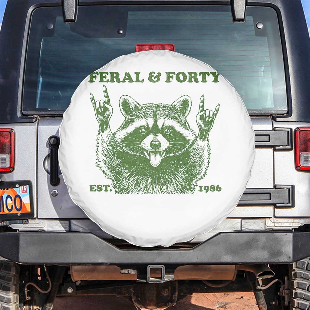 Raccoon 40th Birthday Spare Tire Cover Funny Feral And Forty Vintage 1986 40 Year Old Gift TS10 No hole White Print Your Wear