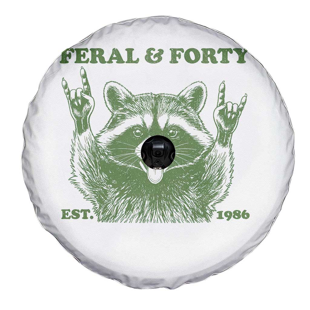 Raccoon 40th Birthday Spare Tire Cover Funny Feral And Forty Vintage 1986 40 Year Old Gift TS10 Print Your Wear
