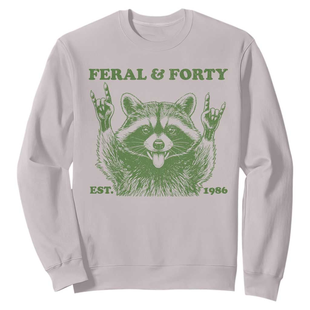 Raccoon 40th Birthday Sweatshirt Funny Feral And Forty Vintage 1986 40 Year Old Gift
