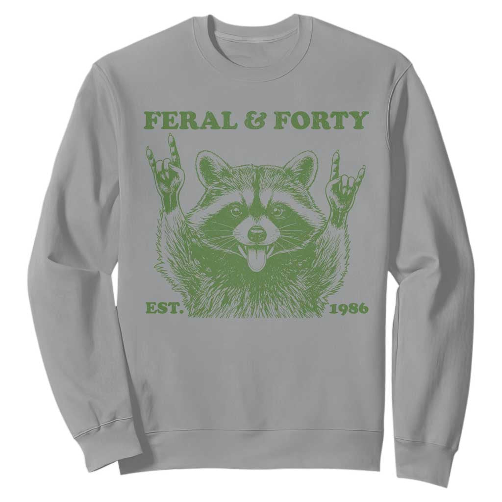 Raccoon 40th Birthday Sweatshirt Funny Feral And Forty Vintage 1986 40 Year Old Gift