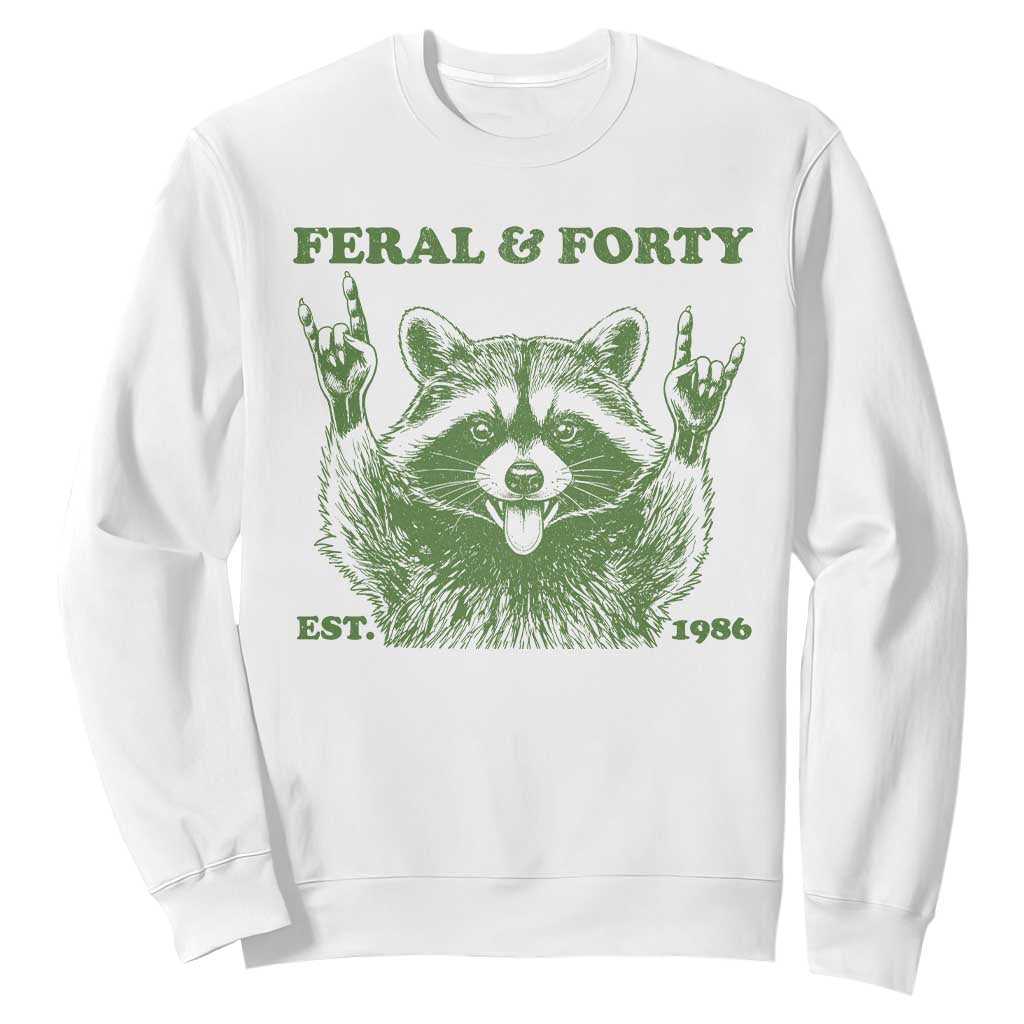 Raccoon 40th Birthday Sweatshirt Funny Feral And Forty Vintage 1986 40 Year Old Gift