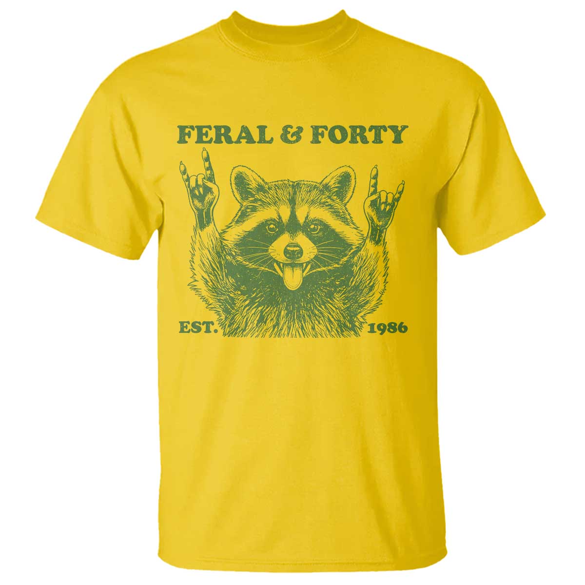 Raccoon 40th Birthday T Shirt Funny Feral And Forty Vintage 1986 40 Year Old Gift