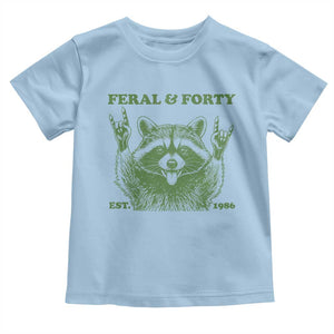 Raccoon 40th Birthday Toddler T Shirt Funny Feral And Forty Vintage 1986 40 Year Old Gift