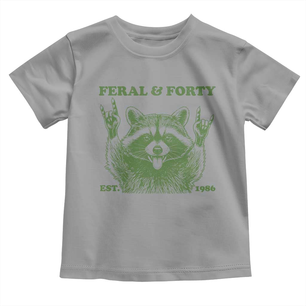 Raccoon 40th Birthday Toddler T Shirt Funny Feral And Forty Vintage 1986 40 Year Old Gift