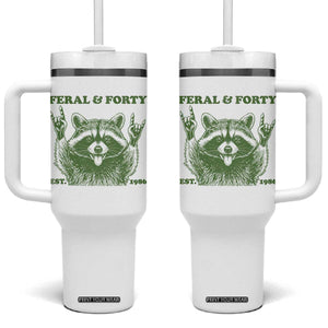 Raccoon 40th Birthday Tumbler With Handle Funny Feral And Forty Vintage 1986 40 Year Old Gift