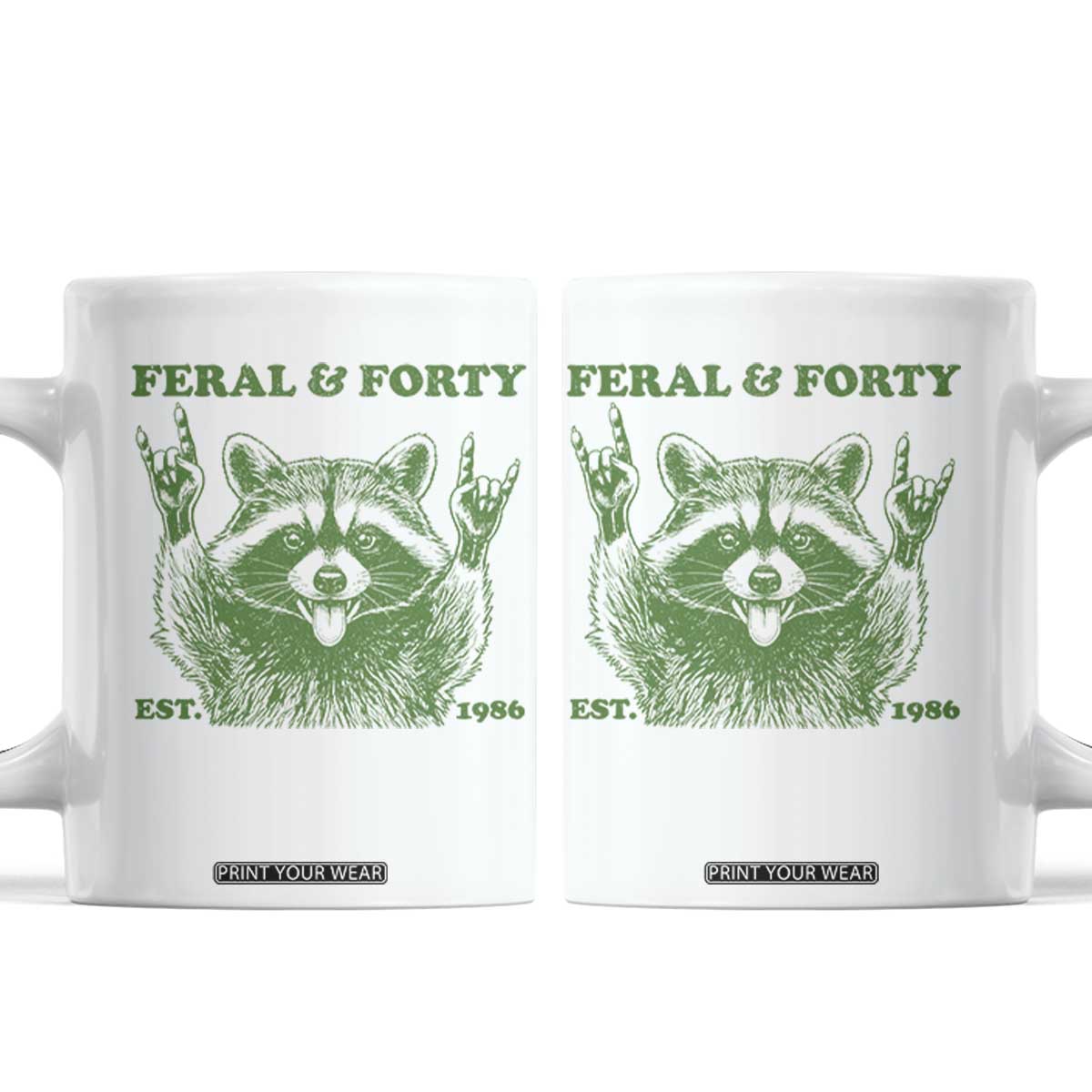 Raccoon 40th Birthday Coffee Mug Funny Feral And Forty Vintage 1986 40 Year Old Gift