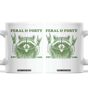 Raccoon 40th Birthday Coffee Mug Funny Feral And Forty Vintage 1986 40 Year Old Gift