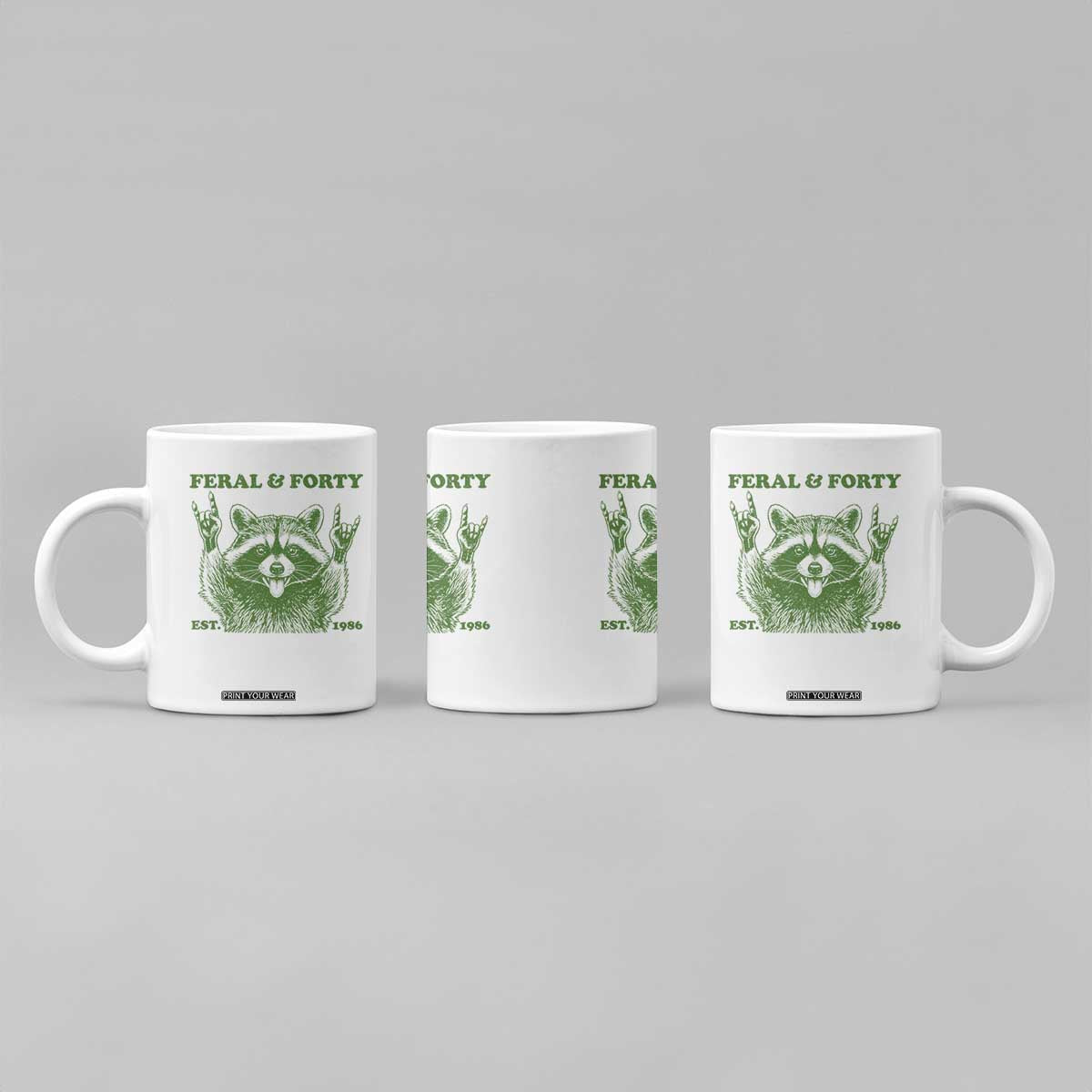 Raccoon 40th Birthday Coffee Mug Funny Feral And Forty Vintage 1986 40 Year Old Gift