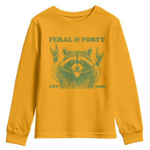 Raccoon 40th Birthday Youth Sweatshirt Funny Feral And Forty Vintage 1986 40 Year Old Gift