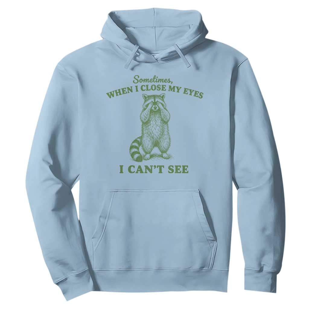 Funny Raccoon Meme Hoodie Sometimes When I Close My Eyes I Cant See Vintage Trash Panda
