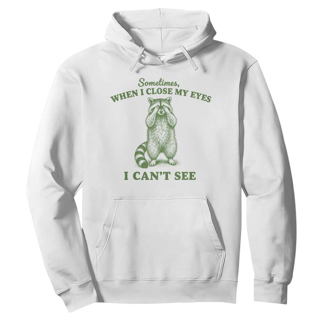 Funny Raccoon Meme Hoodie Sometimes When I Close My Eyes I Cant See Vintage Trash Panda