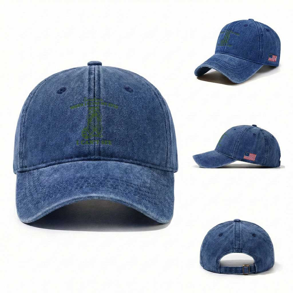 Funny Raccoon Meme Washed Cotton Baseball Cap Sometimes When I Close My Eyes I Cant See Vintage Trash Panda
