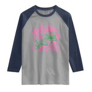 Later Gator Funny Alligator Meme Raglan Shirt Last Day of School Summer Vacation Teachers Kids