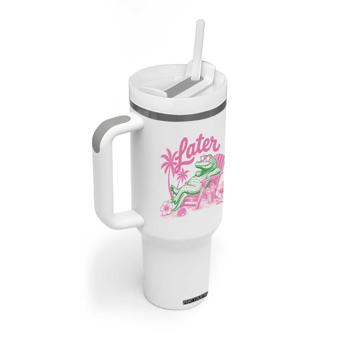 Later Gator Funny Alligator Meme Tumbler With Handle Last Day of School Summer Vacation Teachers Kids